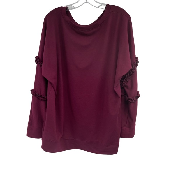 Relativity Ruffle Sleeves Top Burgundy Size 2X - Picture 3 of 11